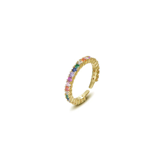 Anillo con circonitas de colores ajustable